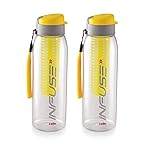 CELLO Infuse Water Bottle Set of 2, 800ml, Yellow | Food Grade Unbreakable Detox Bottle with Infuser Chamber | Reusable Leakproof Lightweight Easy to Carry Fridge Pet Bottle For Home, Gym & Outdoor