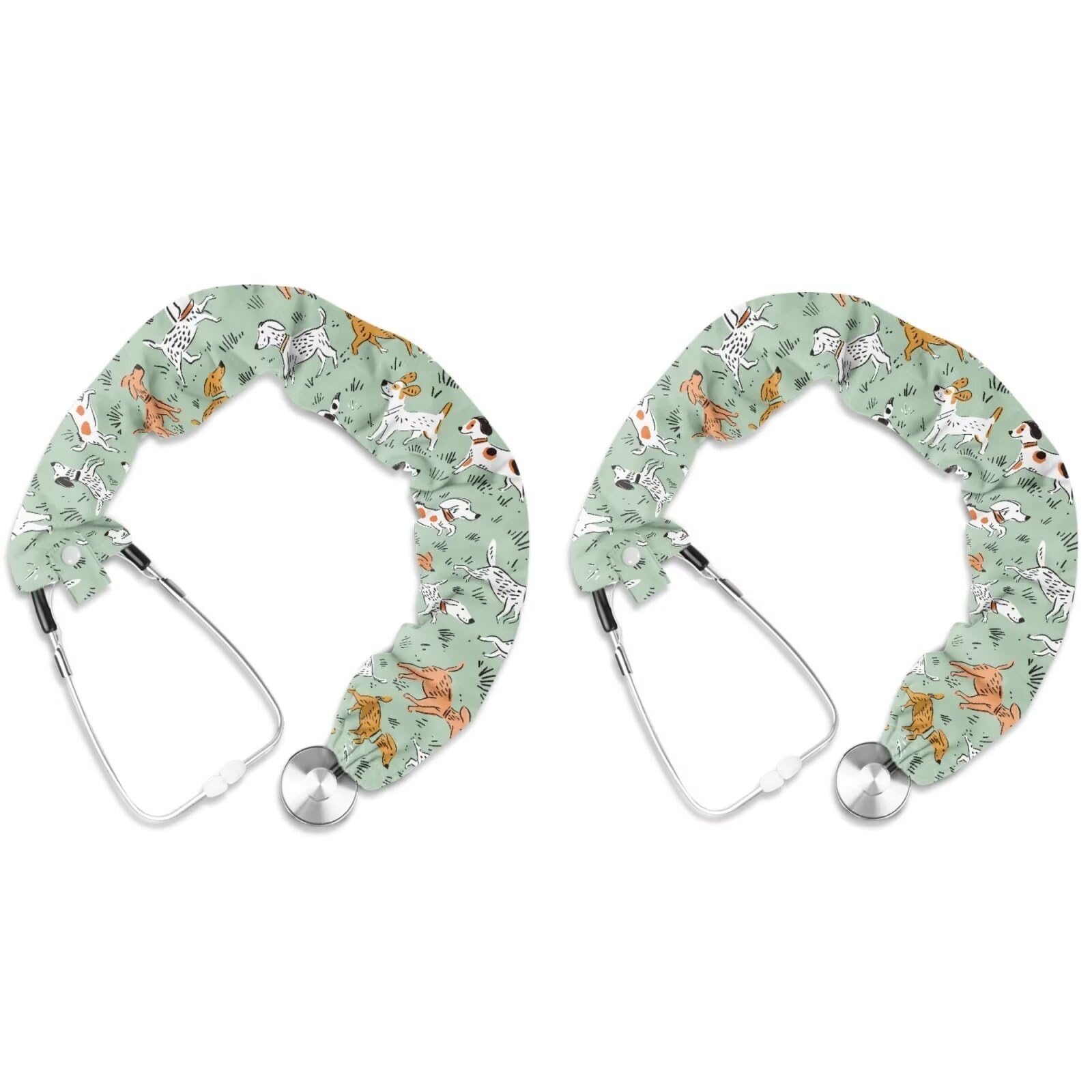 Uorisanigo Stethoscope Accessories Stethoscope Cover Cartoon Dog 2 Pack Stretchy Stethoscope Cover Sleeve for Nurses Doctor Stethoscope Protective Cover Soft Tube Shape Fabric