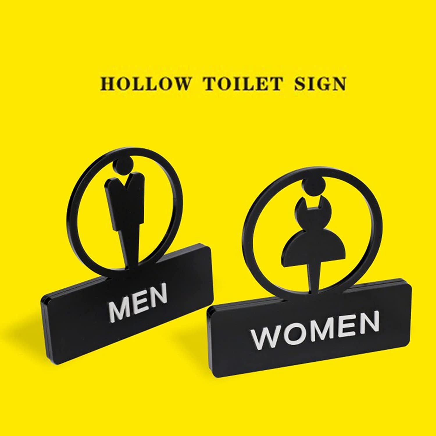 Letrero de acrílico 3D con iconos elevados para decoración de puerta de baño, letreros de inodoro para hombres y mujeres