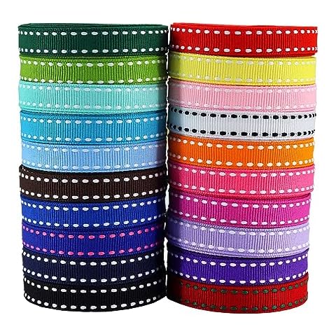 BAORJCT 3/8" White Jump Point Grosgrain Ribbons, Perfect for Gift Wrapping Crafts Party Wedding Birthday Decoratio, DIY Crafts Bow Hair Headband Accessories Assorted Ribbon 40yd(20x2yd) Cover