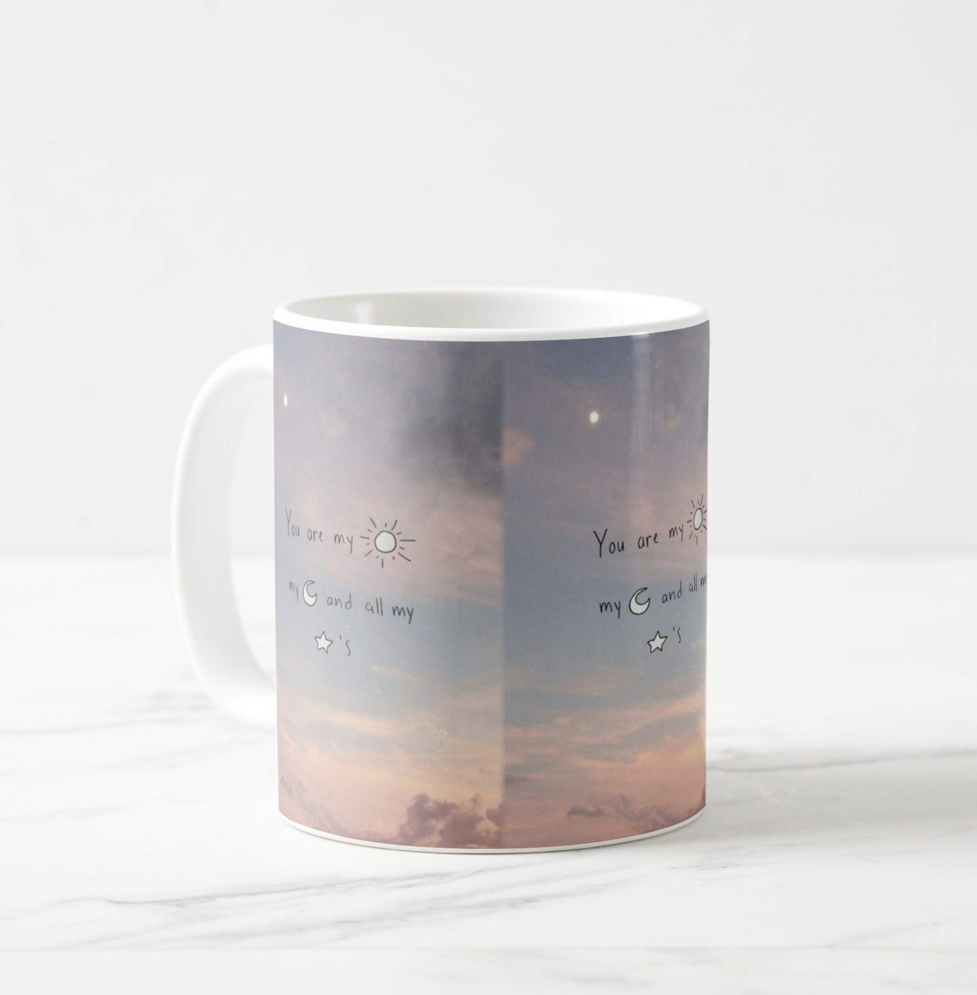 V Kraft You are My Sun and Moon and Star Unique and Stylish Love Quote White Ceramic Mug with Handle Gift for Anyone On Any Occasion | Coffee Mug & Tea Cup | Pack of 1, 330ml
