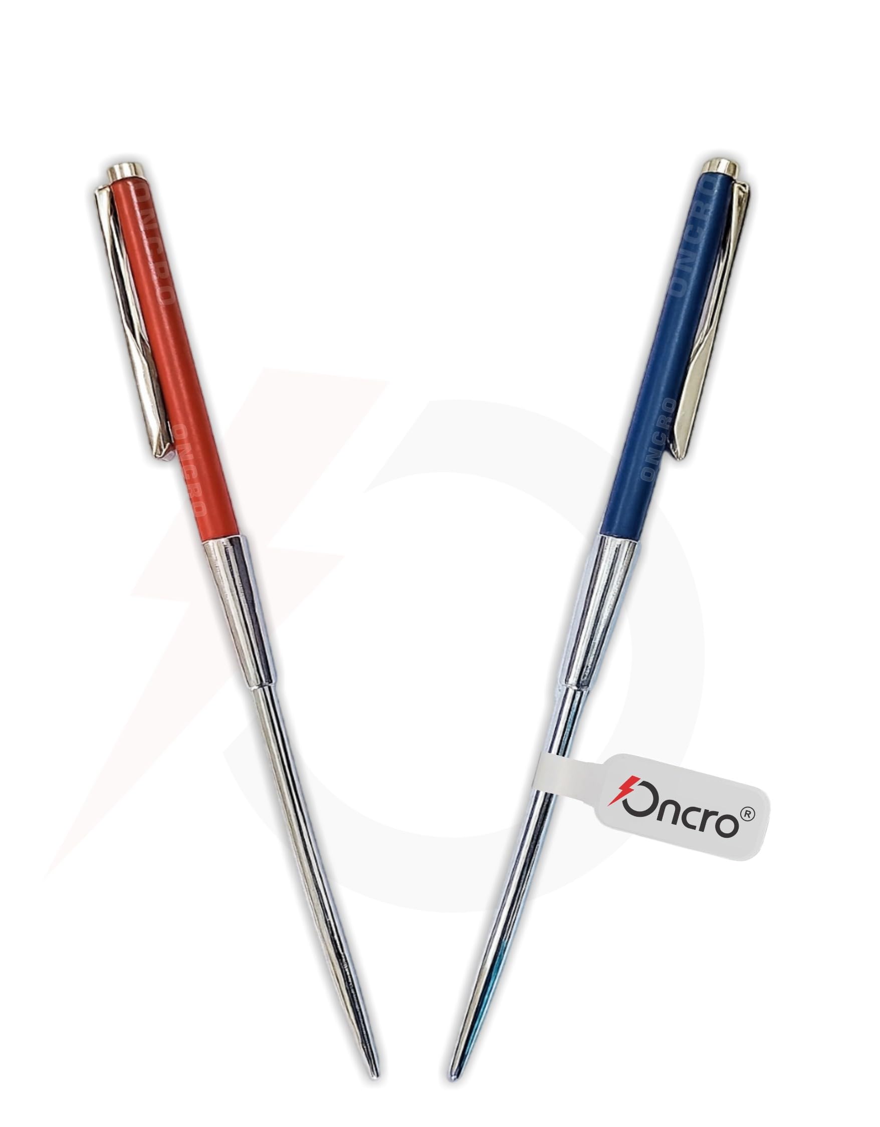 Combo Pack of 2pc Red and Blue pocket medium size Pen cap Design steel alloy Sikh baaj baaz Hair Pin Needle stick Salai for Religious Sardar ji Dastar Patka Pagri 5ks for Men Woman Boy Girls-image-3