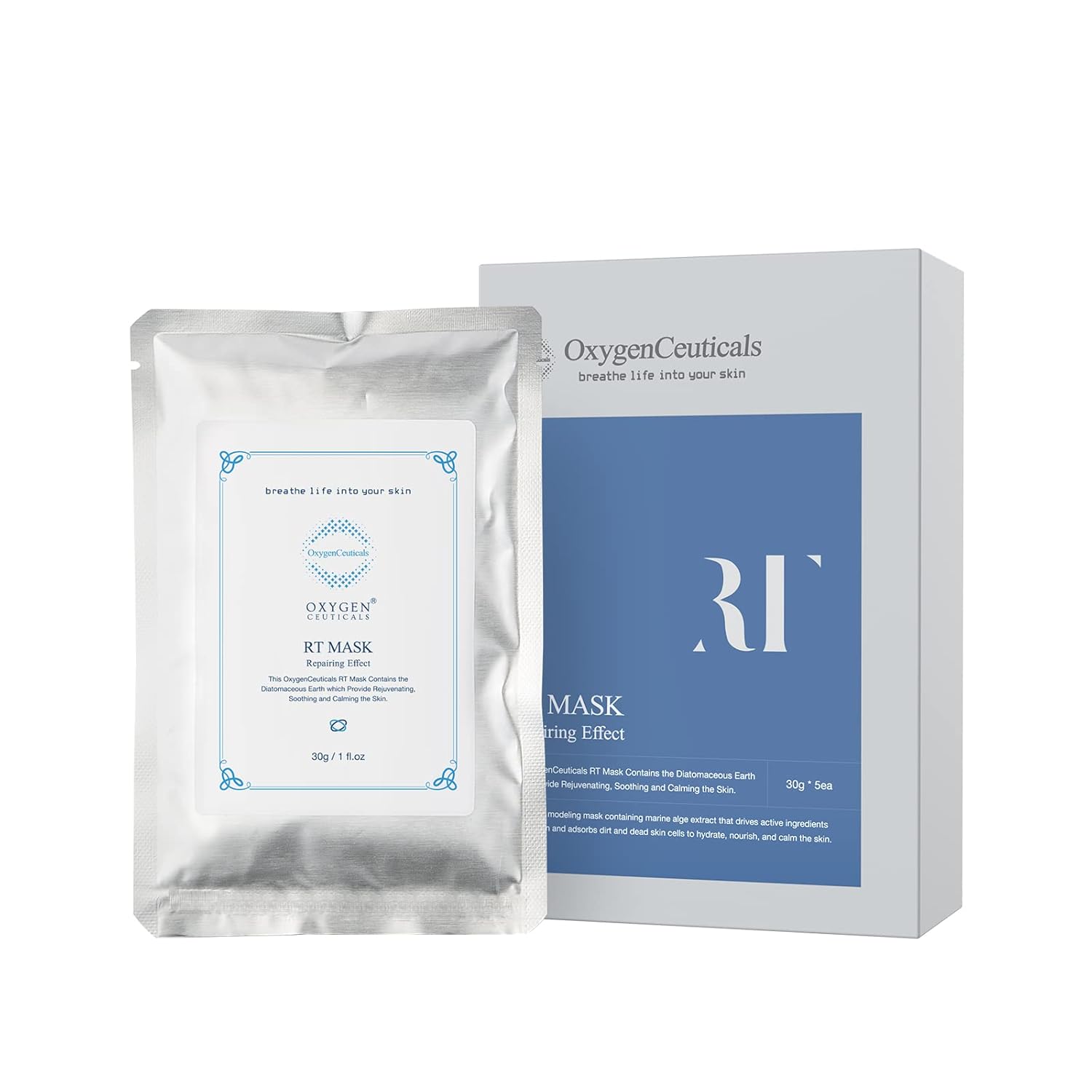 OxygenCeuticals RT Mask – Premium Rejuvenating Algae Peel-Off Mask for Soothing Treatment, Anti-Aging and Skin Renewal (30g x 5 packs)