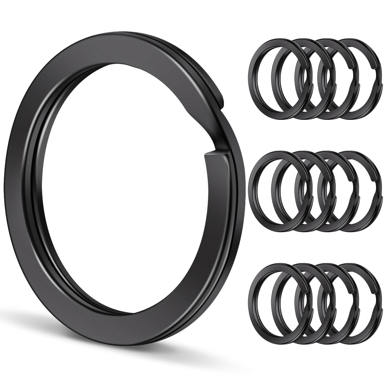 Caianwin 20 Stück Schlüsselringe 25mm Schwarz Keyring Runde Flacher Schlüsselringe Edelstahl Schlüsselanhänger Ring für DIY, Auto Schlüsseln, Kunsthandwerk Ornamente (20)