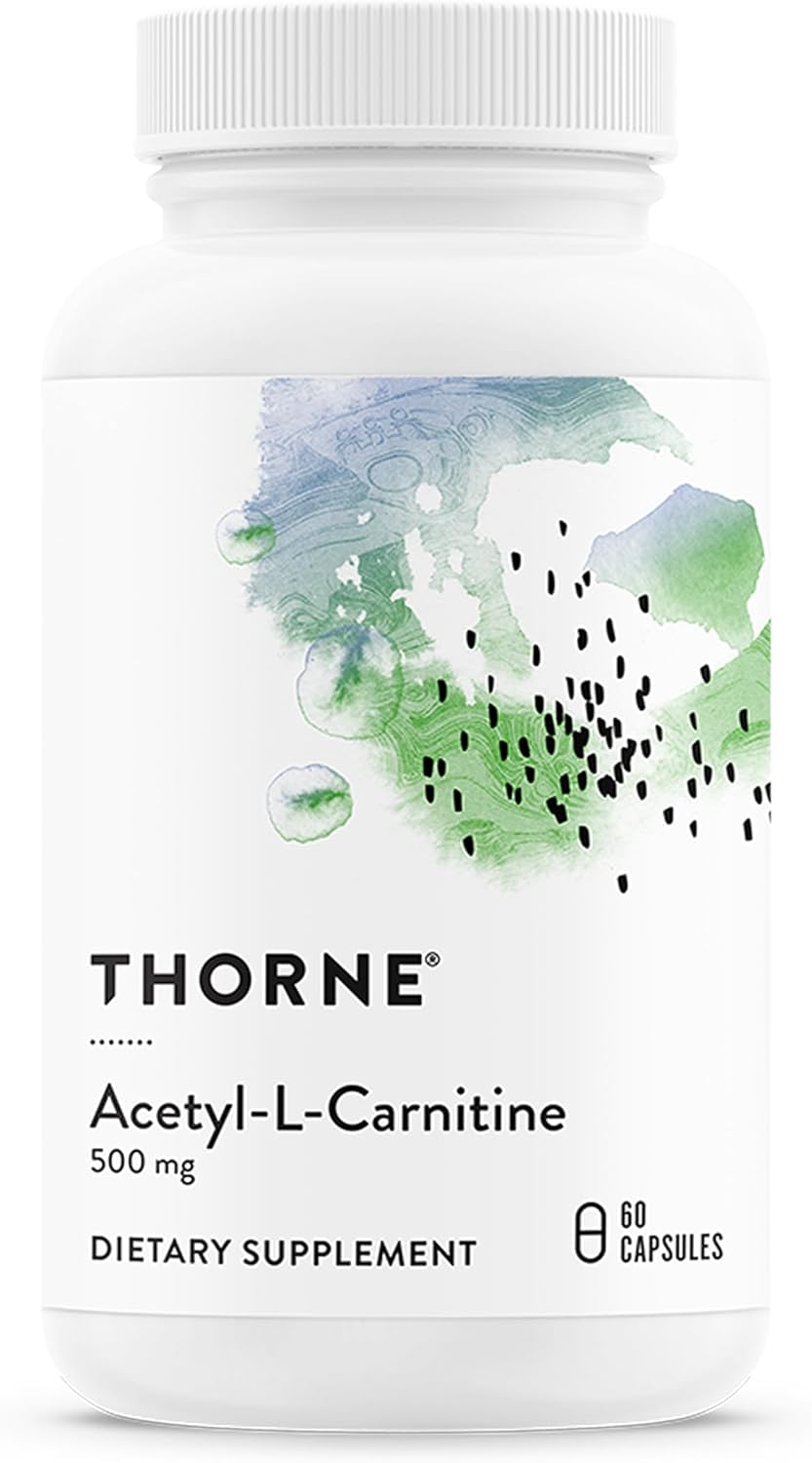 THORNE - Acetyl-L-Carnitine - 500 mg - Supports Brain Function, Mood & Healthy Nerve Sensations in the Hands & Feet* - Third-Party Certified - Gluten, Dairy & Soy-Free - 60 Capsules