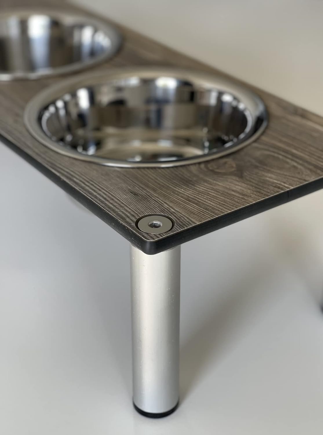 Raised Pet Bowls for Cats and Dogs, Outdoor Elevated Dog Cat Food and Water Bowls Stand Feeder on Aluminum Legs with 2 Stainless Steel Bowls Sizes for Small Medium and Large Dogs. - Small (Amaretto)