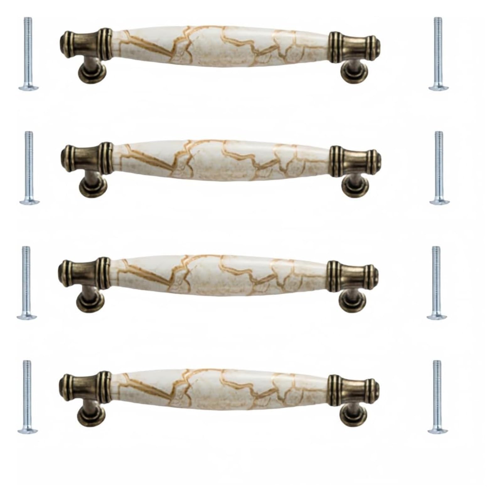Lqzaxsrdr 148*35Mm Ceramic Cupboard Drawer Handle Knobs, Ceramic Door Knobs, 4Pcs Marble Single Hole Cabinet Drawer Handle Multiple Sizes(148 * 35Mm)