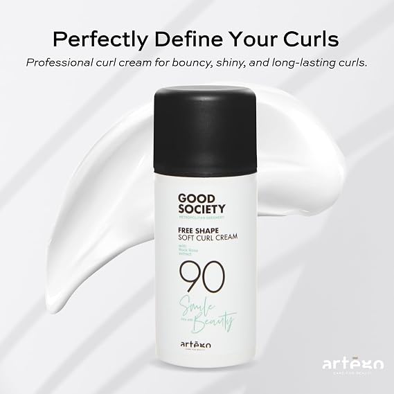 Artego Good Society Free Shape Soft Curl Cream (3.4 oz) Curl Defining & Anti-Frizz Styling Cream for Soft, Bouncy Curls