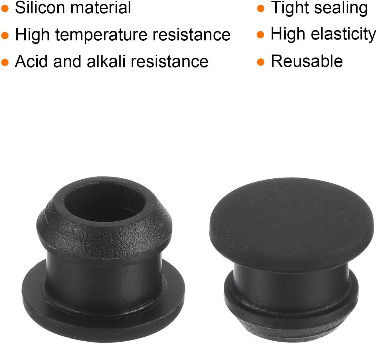 MECCANIXITY Silicone Snap in Locking Hole Plugs,Rubber Panel Seal Cover Flush Type Panel Round for Kitchen Rubber Bulkheads Waterproof Sealing Plugs 9.5mm/0.4 Inch Diameter Black,Pack of 10