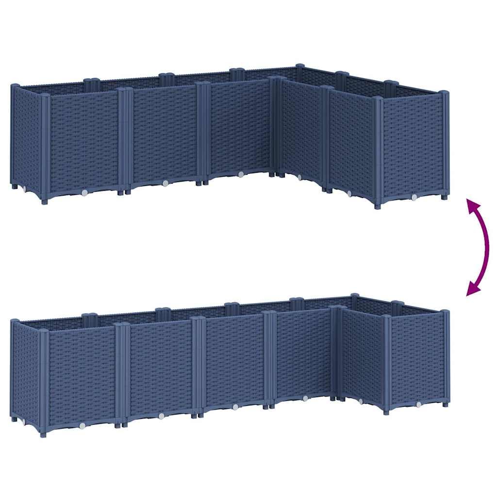 Macetero de polipropileno 160 x 120 x 53 cm, diseño modular de 6 jardineras, polipropileno resistente con almacenamiento de humedad
