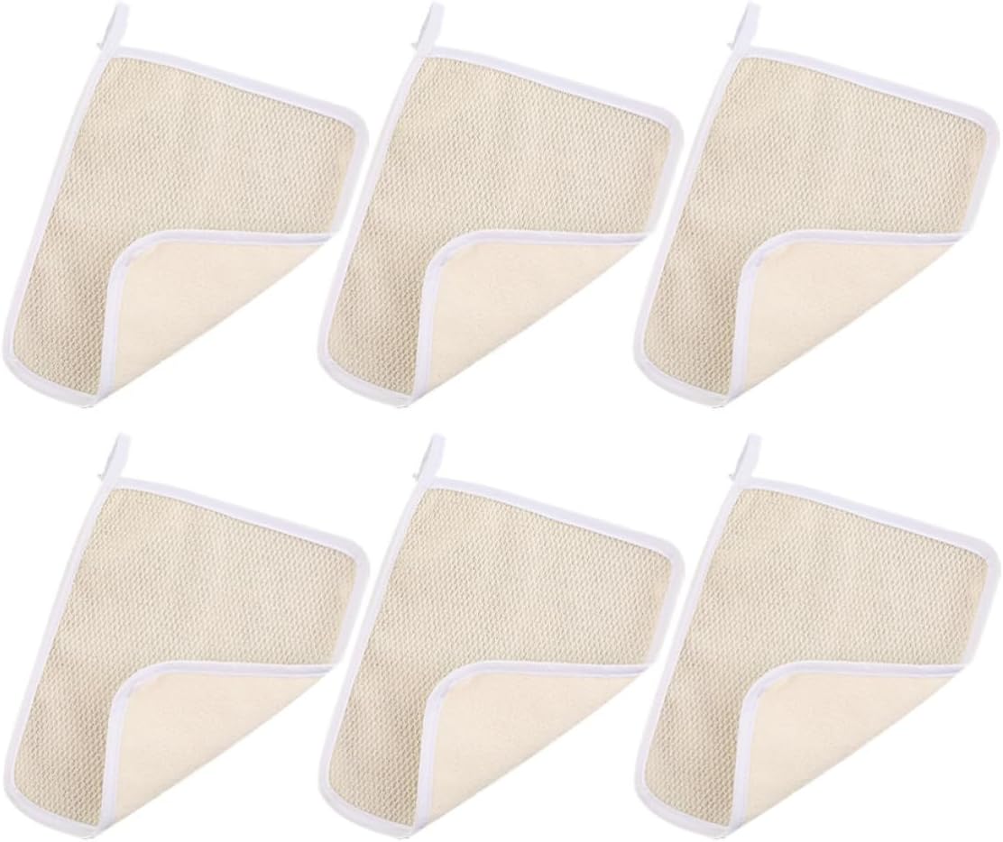 6pcs Exfoliating Nylon Bath Cloth Square Towel with Simple Design Quick Dry and Not Absorbent for Face and Body Scrub at Home Daily Use Beige