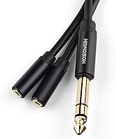 Vista 8 de HOSONGIN Cable divisor estéreo de 1/4 pulgadas (paquete de 2), adaptador TRS macho de 1/4 pulgadas a doble TRS hembra Y, chapado en oro, cable