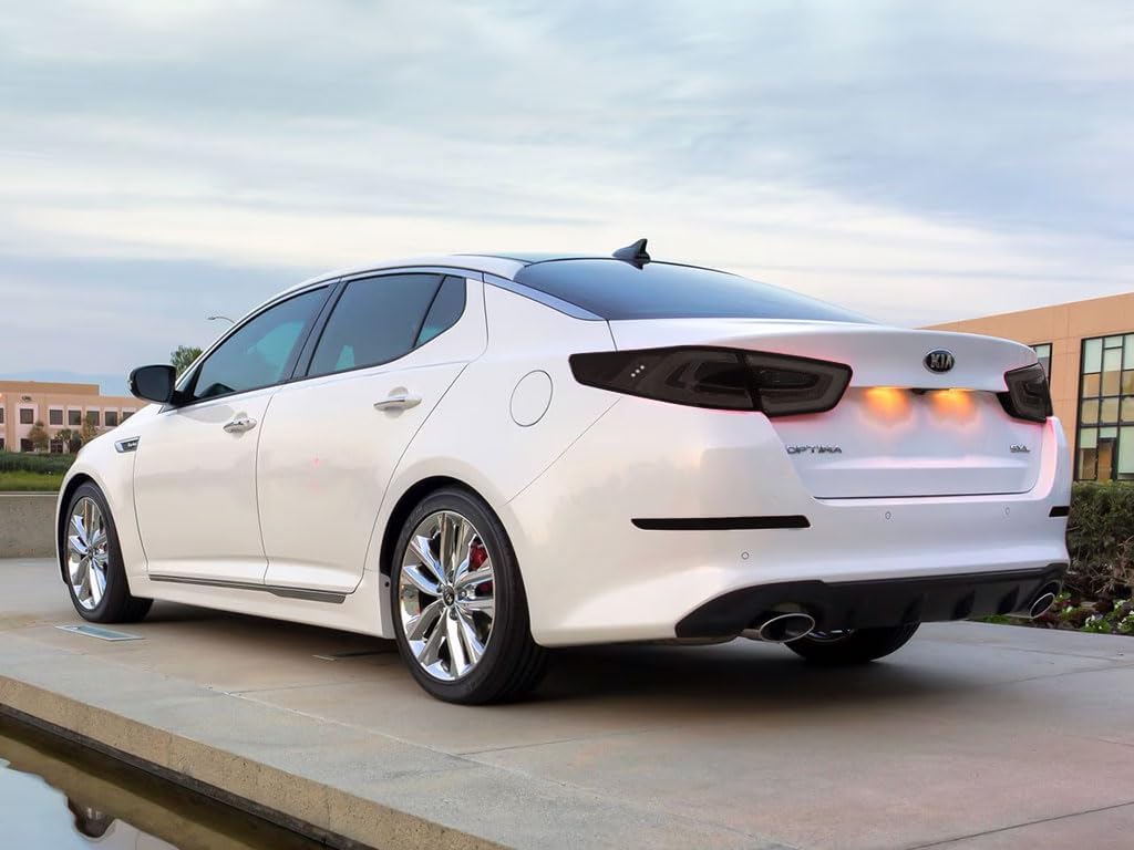 Rvinyl Tail Light Pre Cut Film Tint Cover Kit in Blackout Smoke Compatible with Kia Optima 2014-2015 - Adhesive Backs