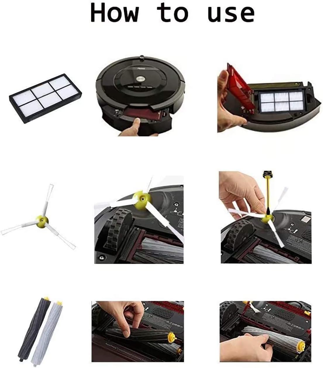 MZY LLC 23 Pack Replacement Parts for iRobot Roomba 800 900 Series 960 850 860 870 871 880 890 980 985 Vacuum Cleaner, Replenishement Kit with 2 Set Debris Extractor + 6 Filters + 3 Side Brushes