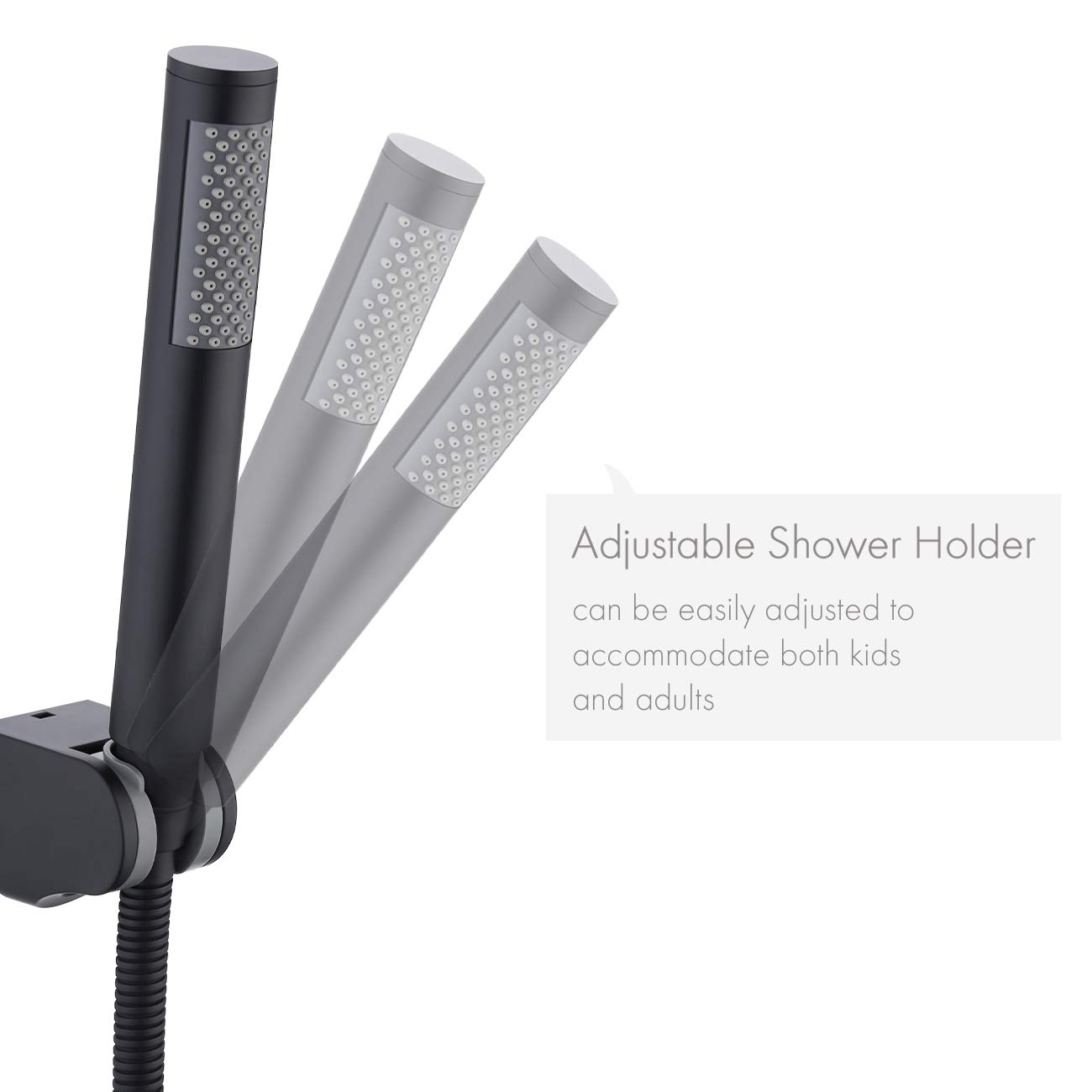 KES Soffione Doccia Nero con Staffa Supporto Doccia e Flessibile Doccia Extra Lungo Bagno Telefoni Doccia Set Acciaio Inox SUS304, LP150-BK