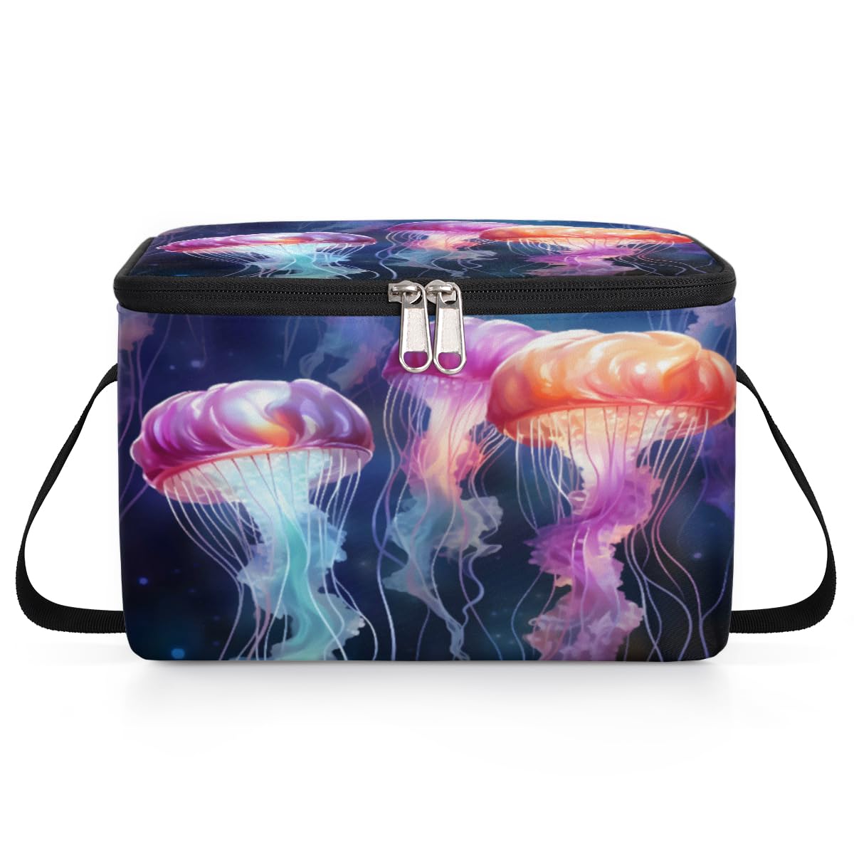 GzLeyigou Jellyfish Lunch Bags for Women Men 9 Cans, Hot & Cold Food Delivery Bag Insulated Grocery Bag Insulated Lunch Box Aquatic Animal Cooler Bag for Office Work Picnic Beach