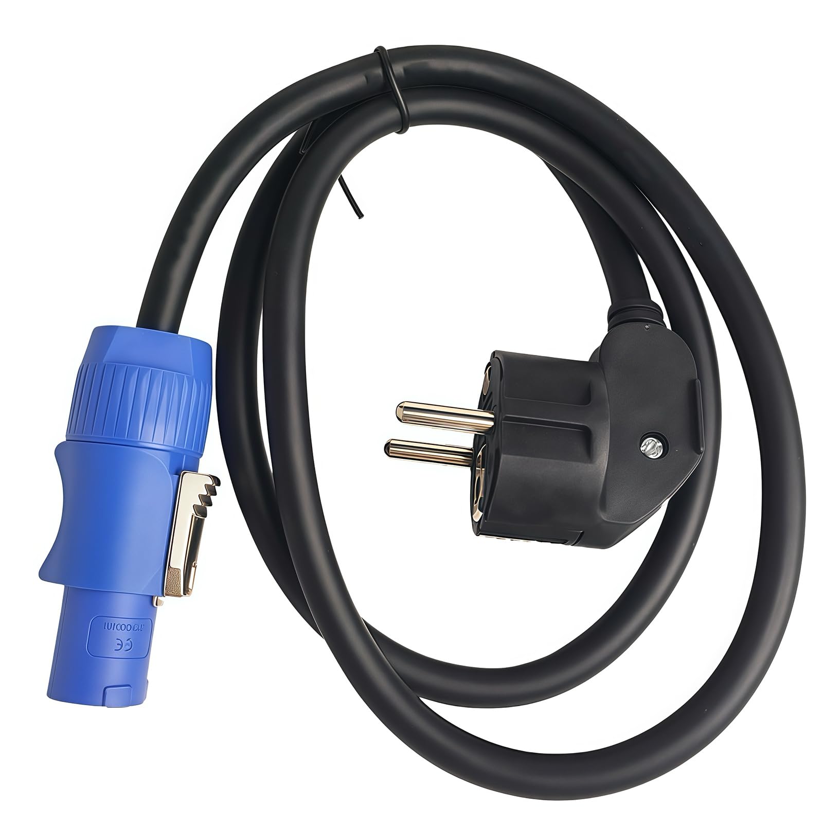 1 x przewód zasilający z wtyczką UE, 3 x 1,5 mm², gumowy kabel z migawką bezpieczeństwa, do profesjonalnych belek LED, świateł i systemów dźwiękowych (10 metrów)