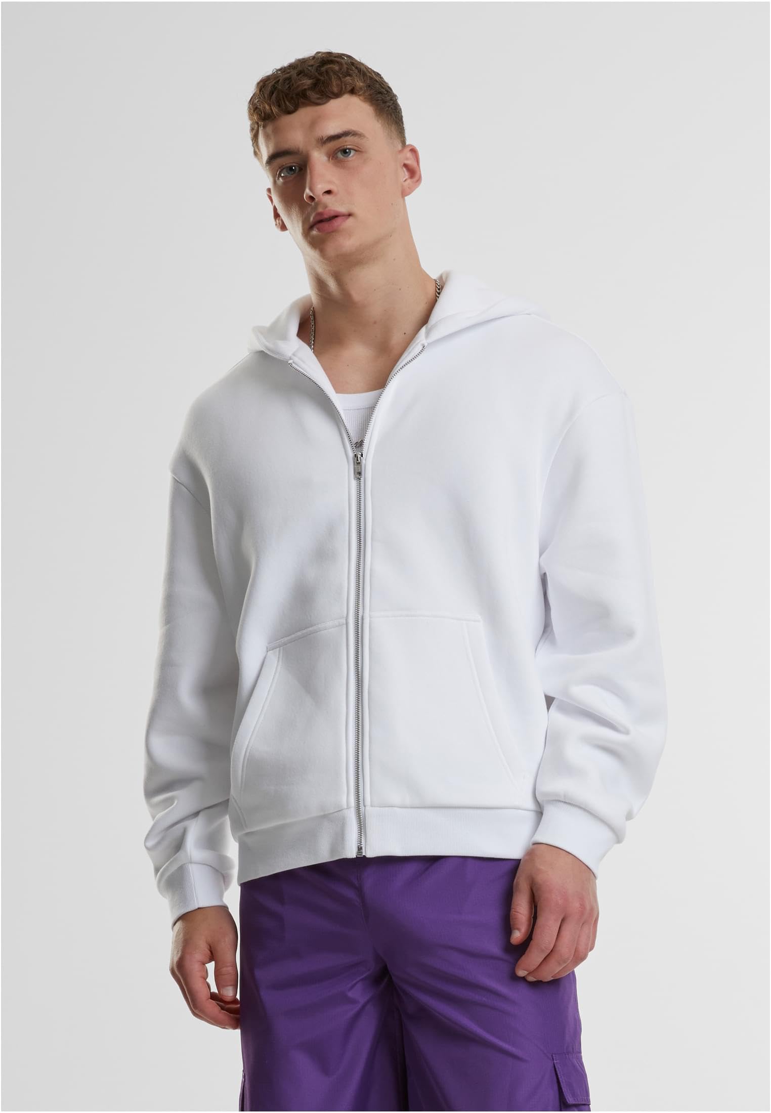 Urban Classics Herren Kapuzenpullover Fluffy Zip Hoody, Flauschiger Kapuzenpullover mit Reißverschluss, Zip Hoodie für Männer, Oversize Fit