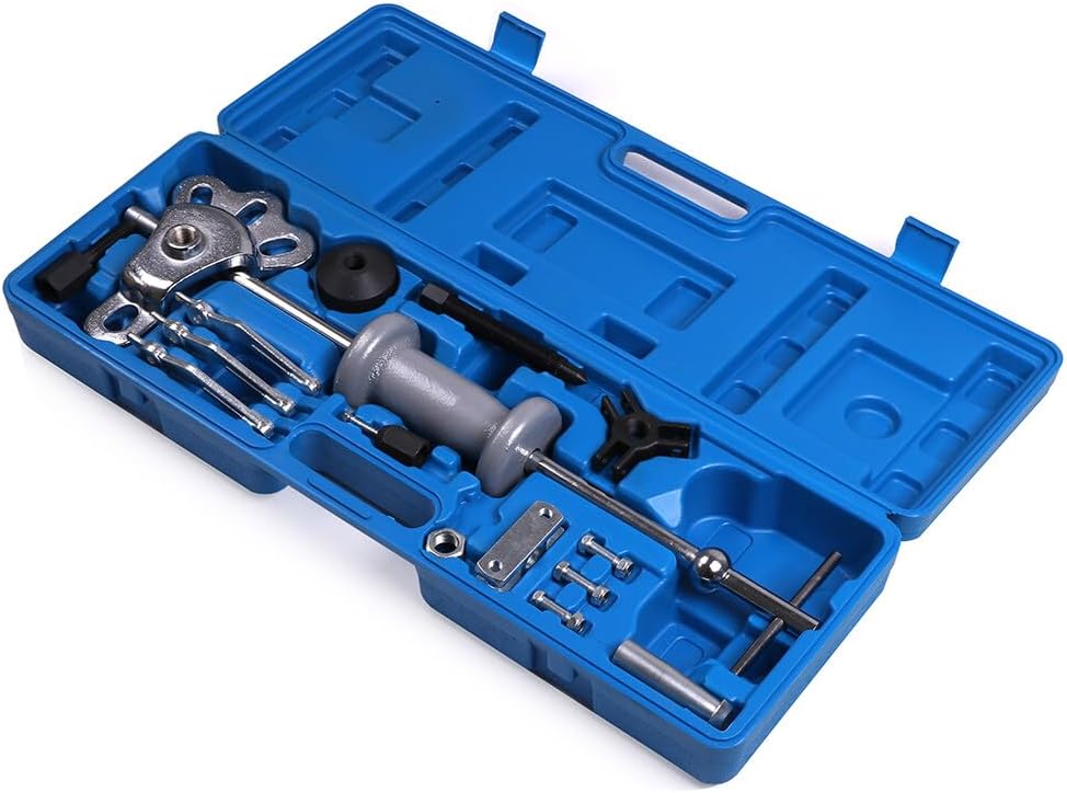 11pcs Slide Hammer Puller Set Front Wheel Hub Bearing Remover & Rear Wheel Axle Hub Dent Bushing Removal Tool with Case