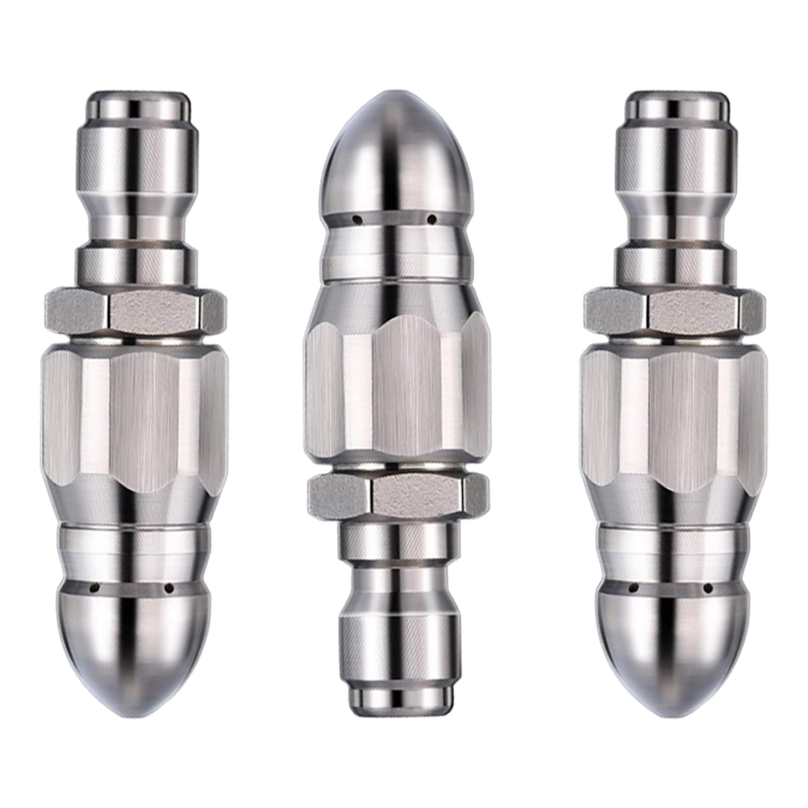 Powerful Pipe Cleaning and Unclogging Nozzle, 3PCS Stainless Steel Sewer Jet Nozzle for Pressure Washer, 1/4" Quick Connect, Max 5000 PSI Drain & Pipe Cleaning Tool