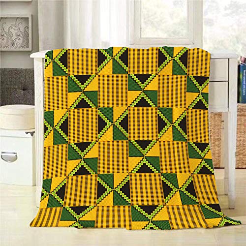 Mugod Geometric Throw Blanket African Kente Print Traditional Fabric From Ghana Ethnic Seamless Pattern Decorative Soft Warm Cozy Flannel Plush Throws Blankets For Baby Toddler Dog Cat 30 X 40 Inch #TOP22