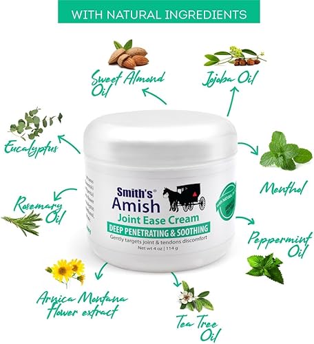 Miniatura 5 de Smiths Amish Crema para la artritis tarro de 4 onzas Calmante y refrescante con botánicos de árnica menta árbol de té romero y eucalipto