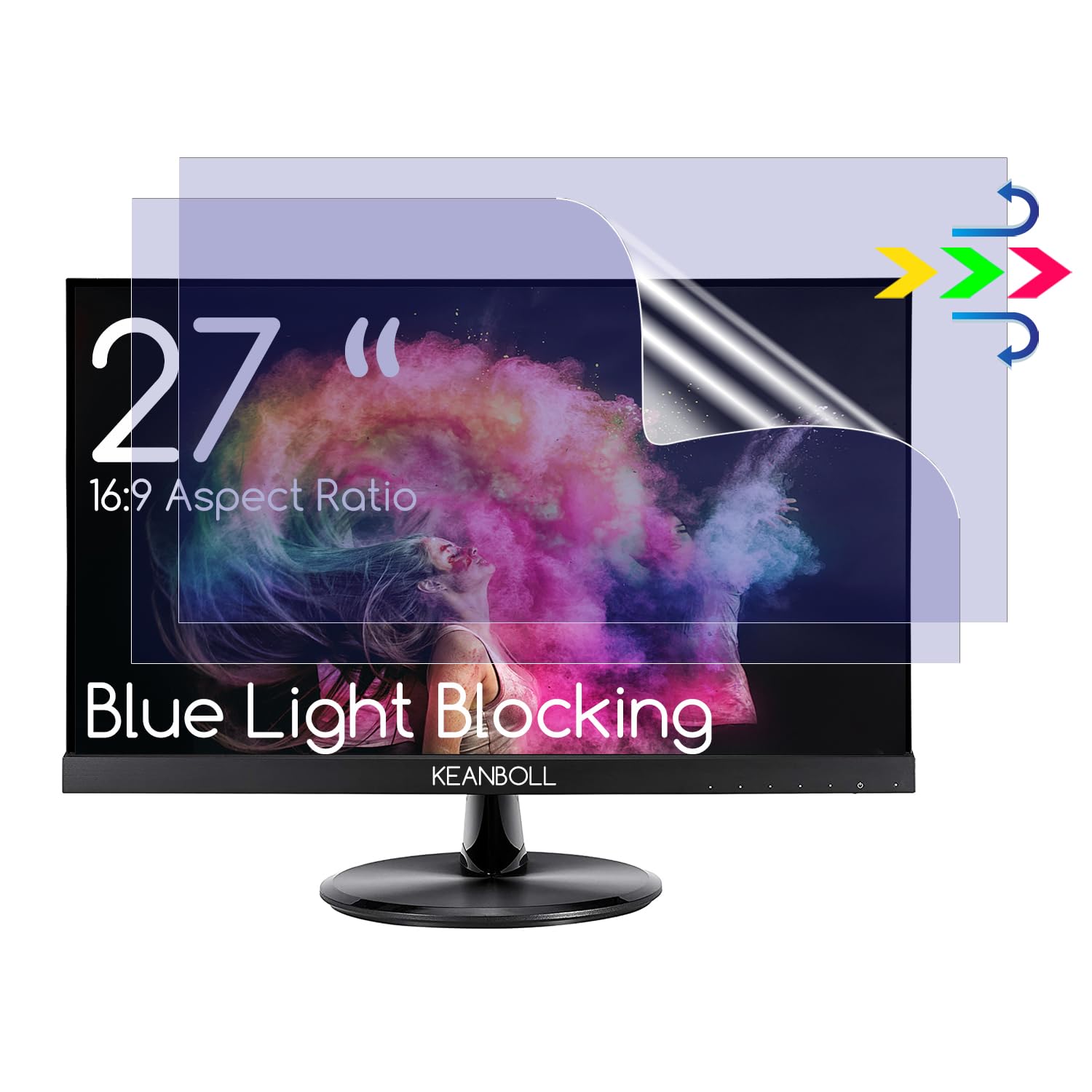 2 PCS 27" Anti Blue Light Screen Protector for Sceptre/LG/Dell/HP/Acer/ViewSonic/ASUS/Aoc/Samsung 27 Inch 16:9 Widescreen Desktop Monitor,Eye Protection &amp; Anti Glare film