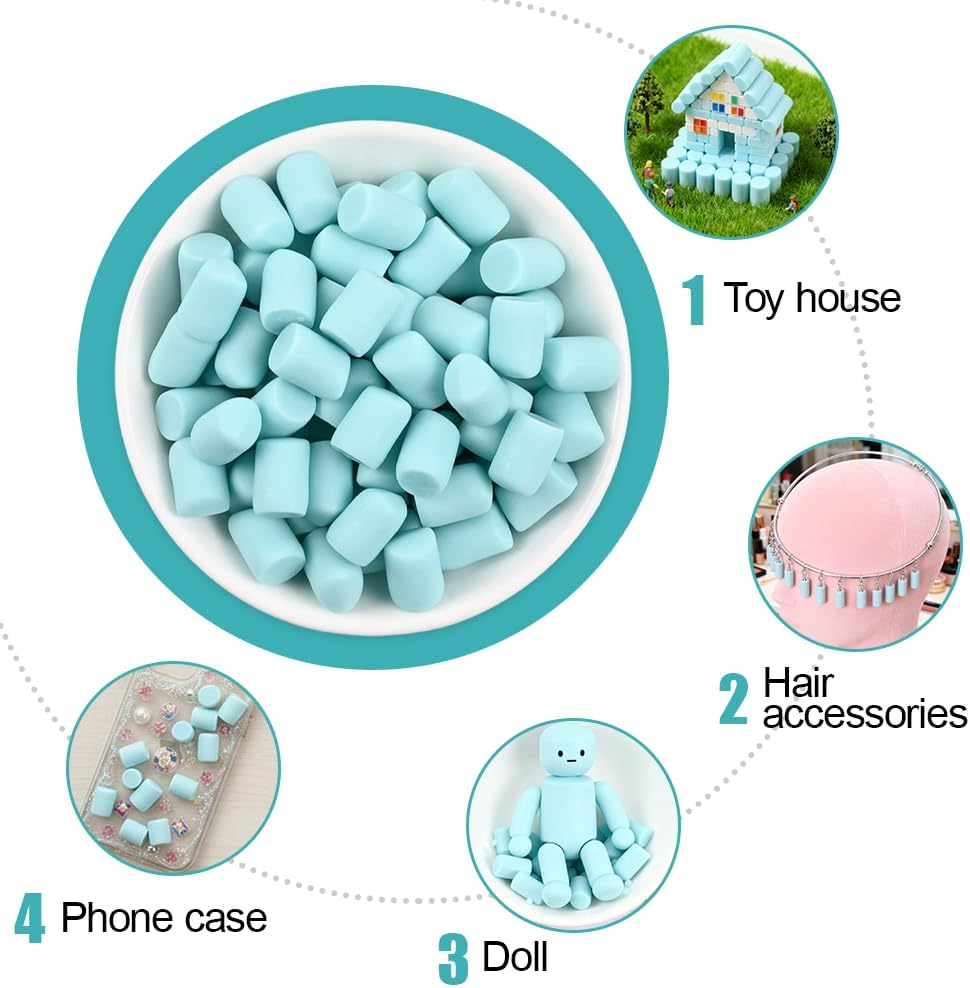 MiOYOOW Fake Marshmallow Bulk, 100PCS Resin Artificial Cotton Candy Decorations for Jewelry Phone Cases Hair Clip DIY Crafts Making