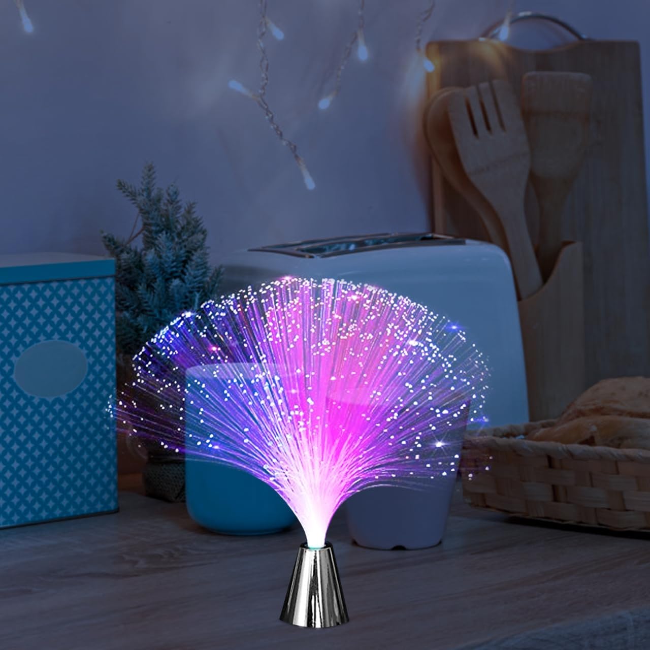 Uonlytech 4Pcs Fiber Optic Light Colorful LED Decorative Lamps for Effect for Parties Events and Home Decor Battery Operated Batteries Not Included