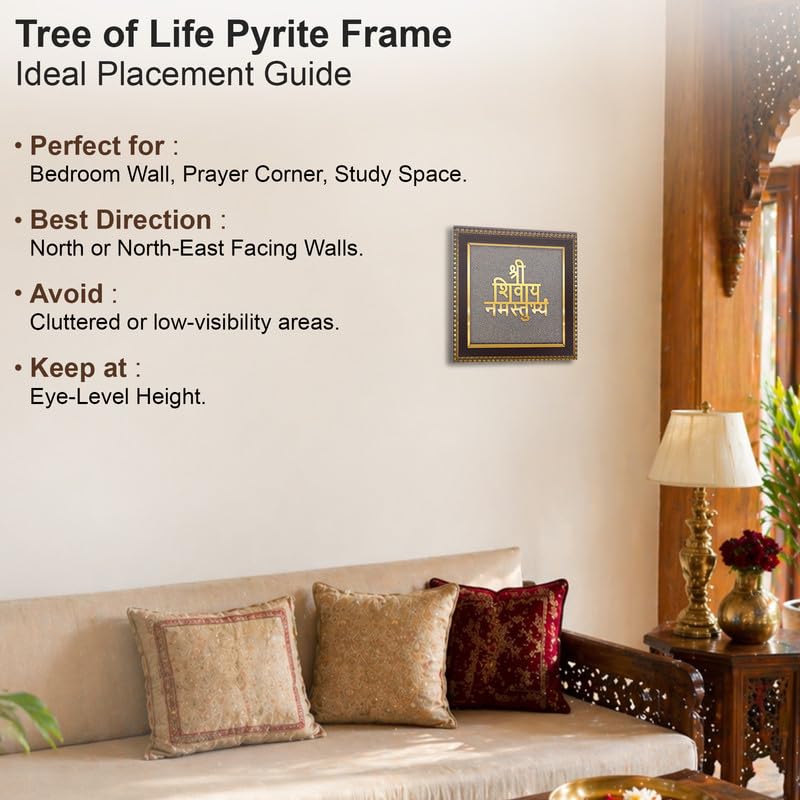 Image of Shivay Namostubhyam Wall Frame, Lord Shiva Mantra Gold Wall Art for Home Temple & Meditation Decor