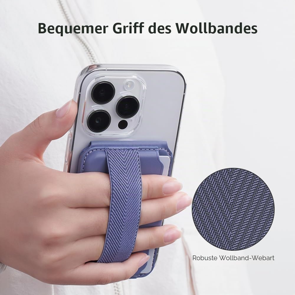 Sinjimoru Magnetischer Kartenhalter mit Auswurffunktion, Handybrieftasche für MagSafe mit Ständer, kompatibel mit iPhone 16 15 14 13 12 Serie. M-Pull Tab Stand