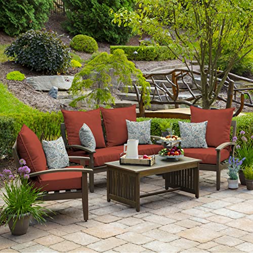 Image of Arden Olefin Outdoor Foam Deep Seat Cushion Set, 24x24, Premium High-Density Foam, Never Flattens, Weather-Proof for Patio Chair Sofa Couch, Sedona Woven Texture