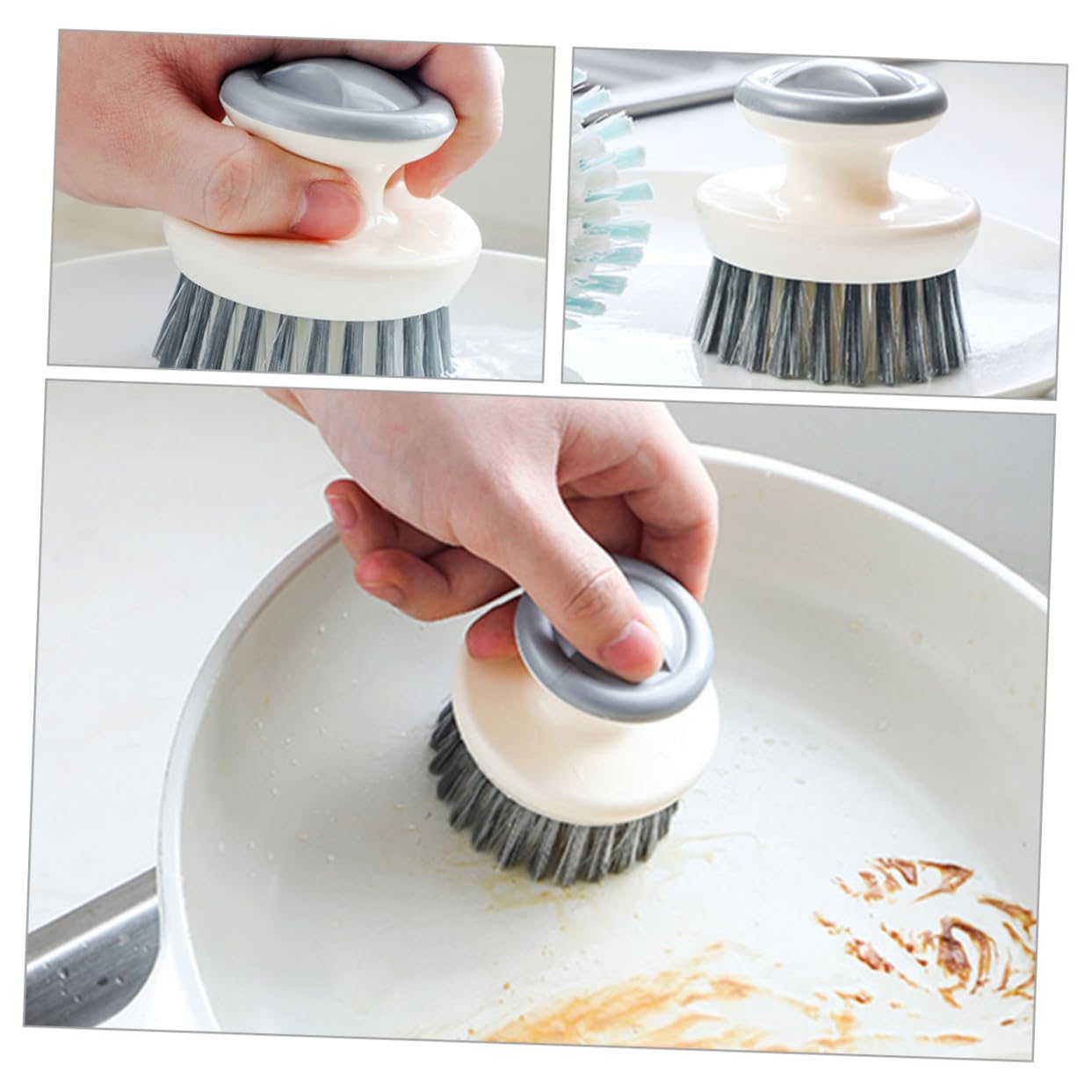 KICHOUSE Dish Brush Set 2 Pcs Kitchen Dishwasher Brush for Pots Pans Dishes Handle