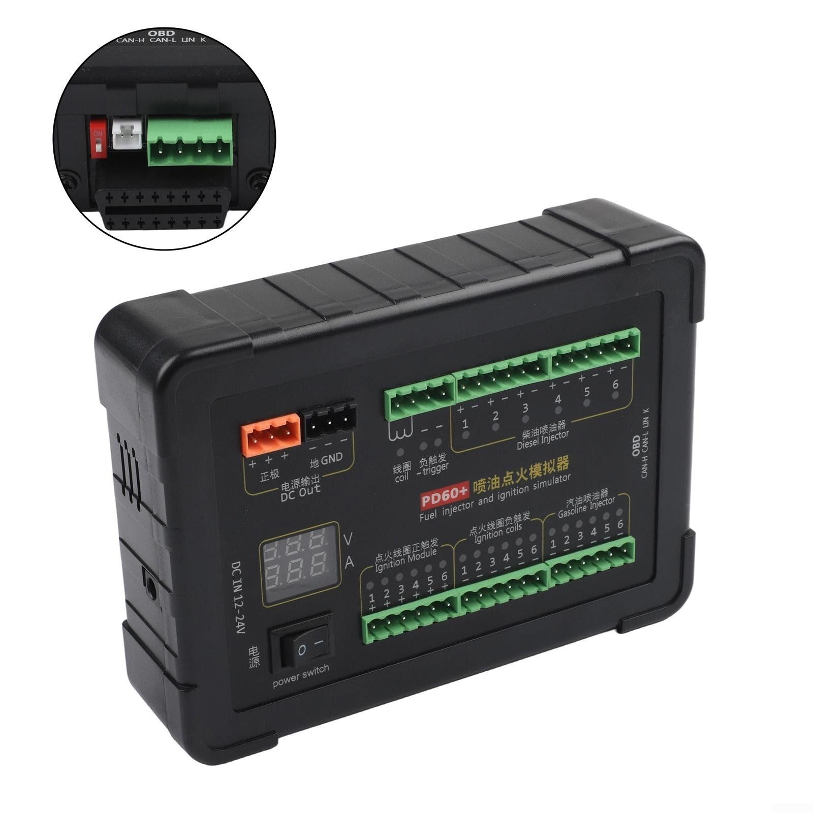 Simulador de encendido por inyección PD60, herramienta de prueba de mantenimiento de ECU para inyector y bobina de encendido, reparación de computadoras de coche con datos de bus CAN