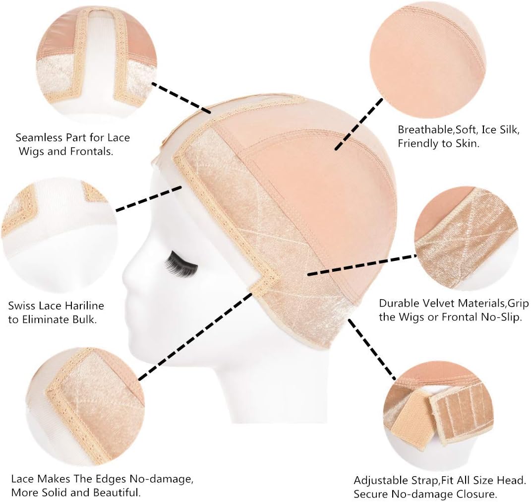 King Love Star Lace Wig Grip Cap with Silk Cap, Velvet Comfort Adjustable Wig Grip Band, All in One, Seamless Transition - Image 3