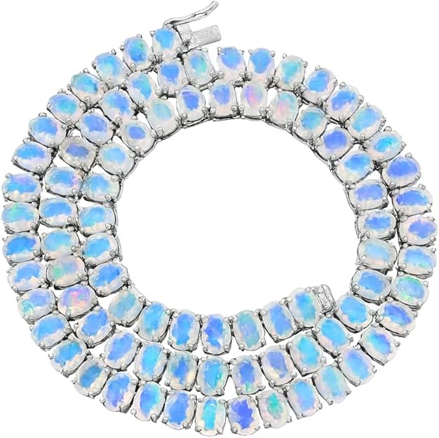 Natural Ethiopian Opal Tennis Necklace