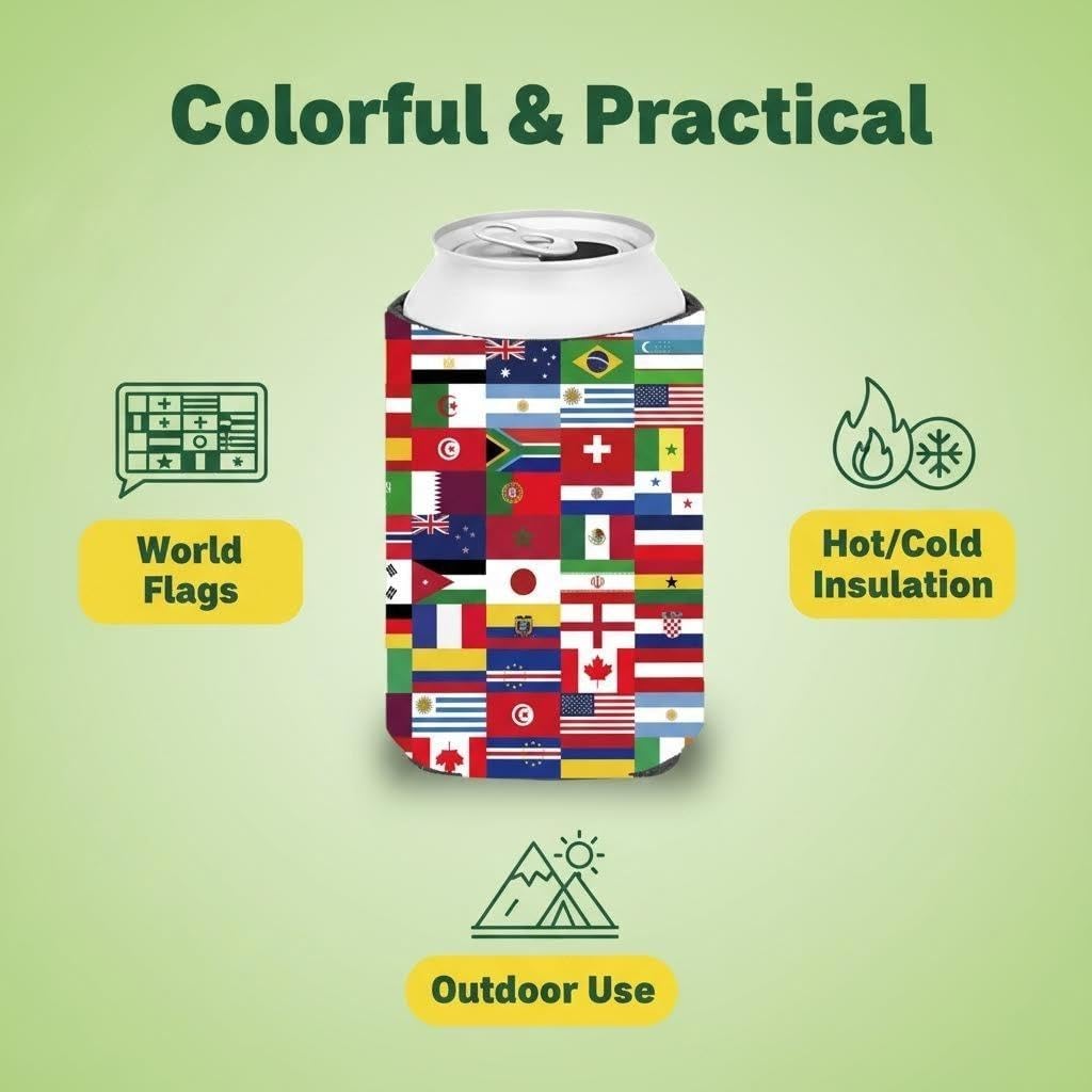 Soccer Championship Can Cooler 2026 Insulator Beverage Beer Sleeve Insulator Gifts for Soccer Fans International Country Flags Accessories Sports Events