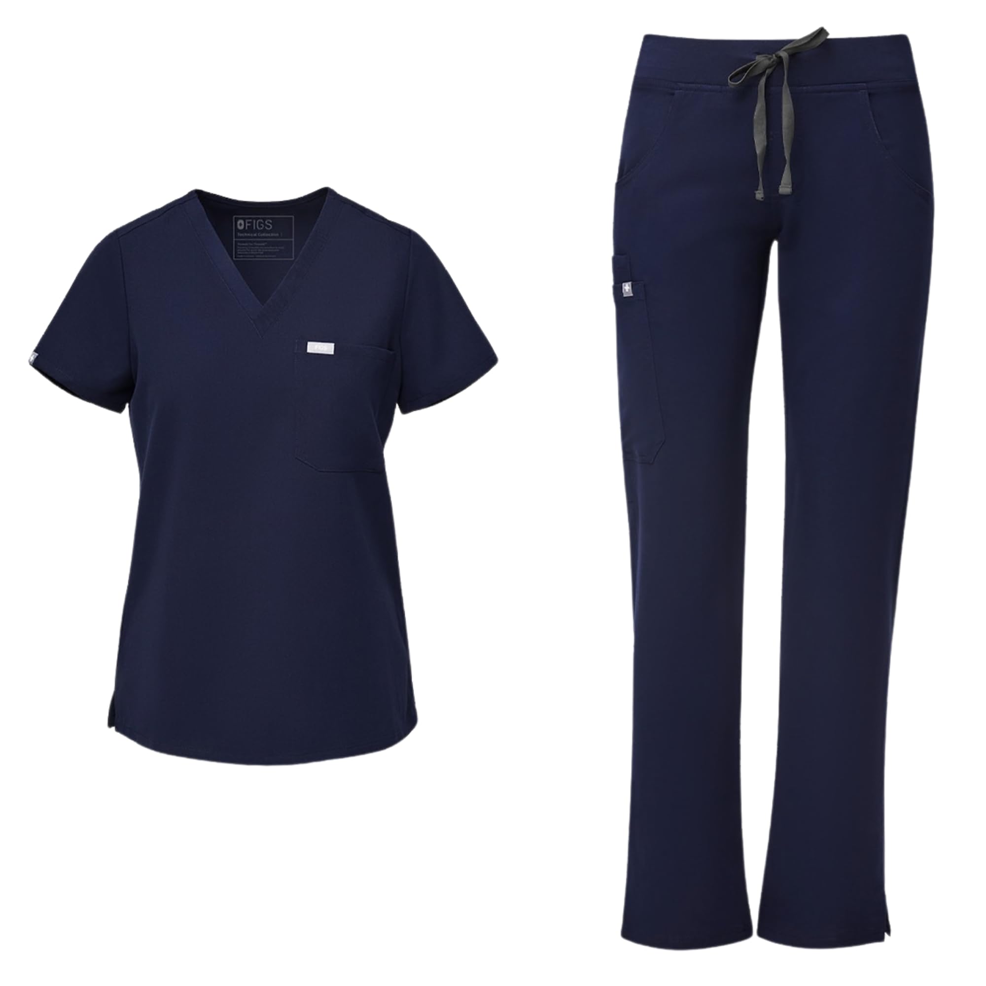 Catarina Top & Kade Cargo Pants Scrub Set for Women — Classic V-Neck, Straight Leg Trouser, Anti-Wrinkle, 4-Way Stretch
