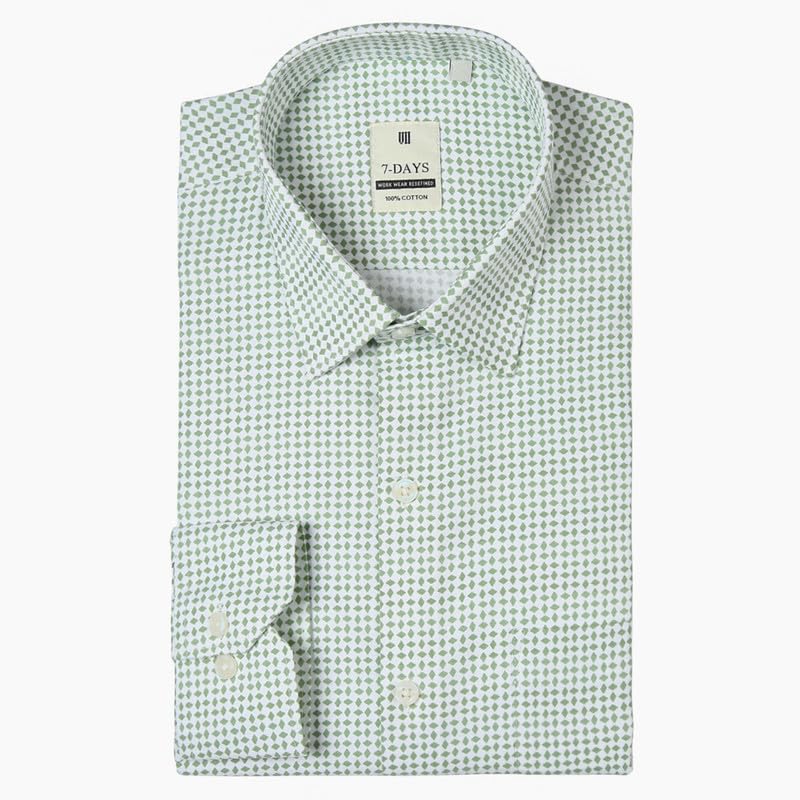 Image of 7-DAYS Men's Premium Printed Shirt - 100% Cotton, Regular Fit, Full Sleeve, with Pocket - Versatile for Formal Occasions and Casual Wear