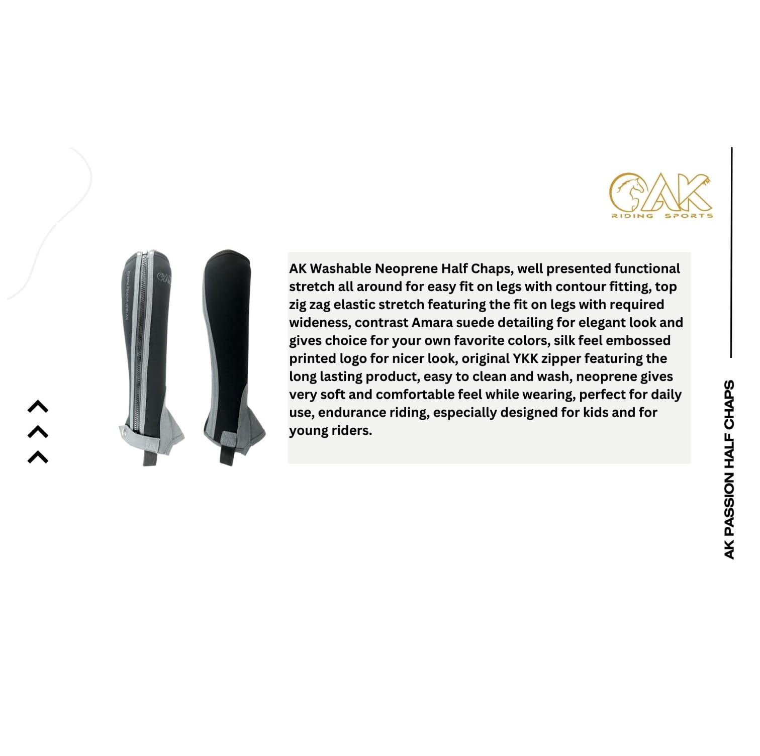 AK WESLEY Respirant en cuir véritable daim Half Chaps AKRS-2150 - France
