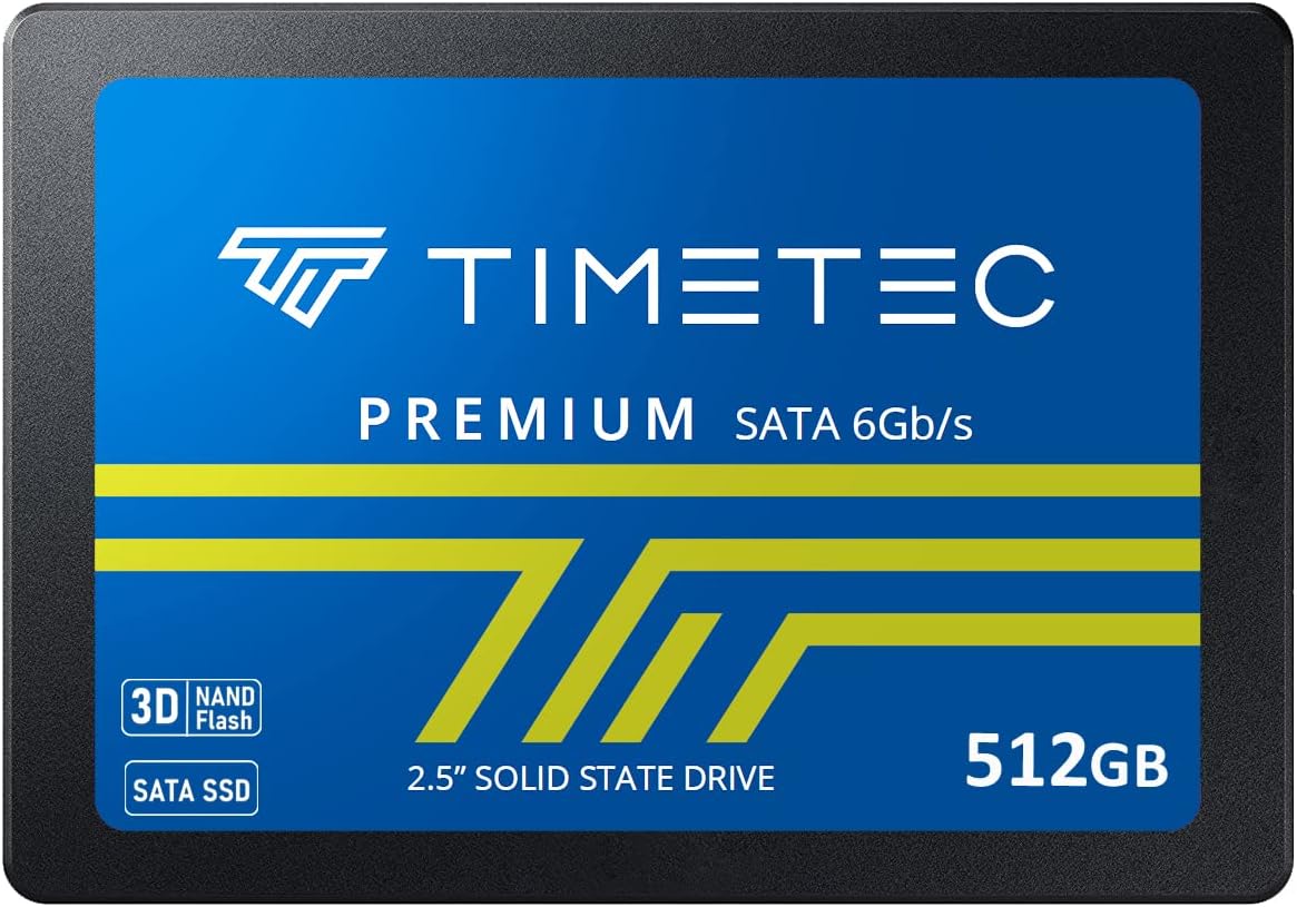Timetec 512GB SSD 3D NAND SATA III 6Gb/s 2.5 Inch 7mm (0.28") Read Speed Up to 550 MB/s SLC Cache Performance Boost Internal Solid State Drive for PC Computer Desktop and Laptop (512GB)