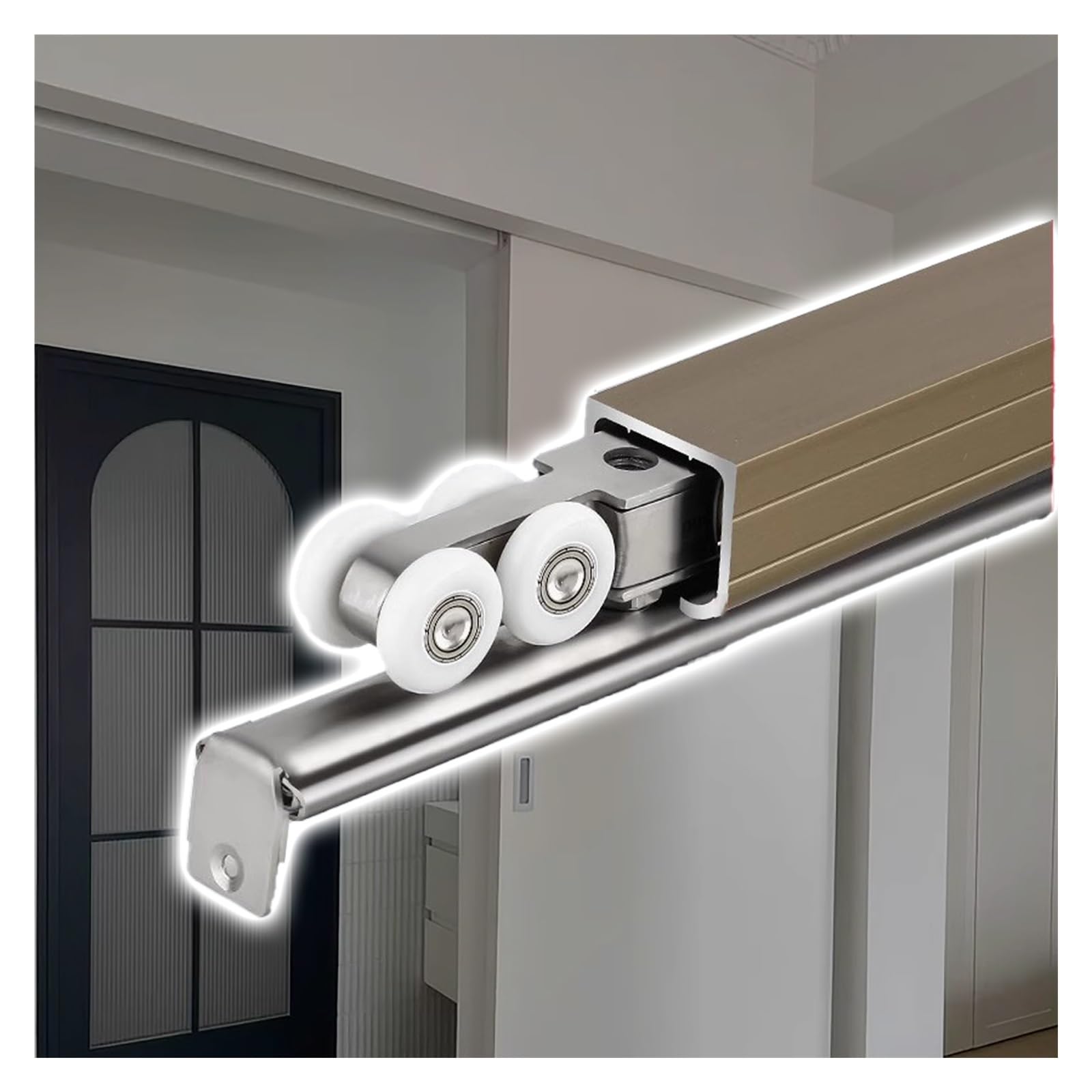 Pocket Door Kit - Sliding Single System, Aluminum Track and Rollers, Top Hung Wall Mounted Barn Door Hardware Kit, Replacement Door Rail, Length