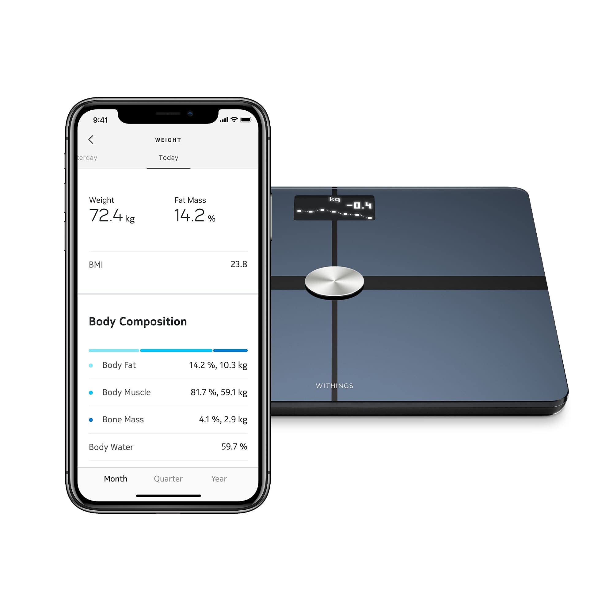 Withings Body+ WiFi Body Composition Smart Scale, Body Fat Monitor, BMI, Muscle Mass, Water