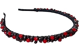 Gothic Burgundy Red Crown, Jeweled Black and Red Hairband