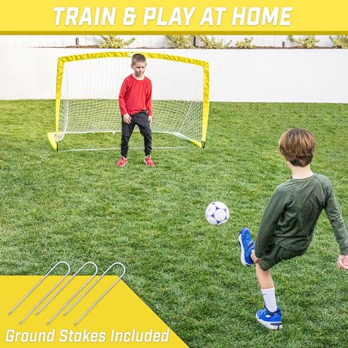 Image of GoSports Portable Soccer Goals for Kids - 13 Color Options - Choose 4 x 3 ft or 6 x 4 ft - Team Tone Pop Up Nets for Backyard