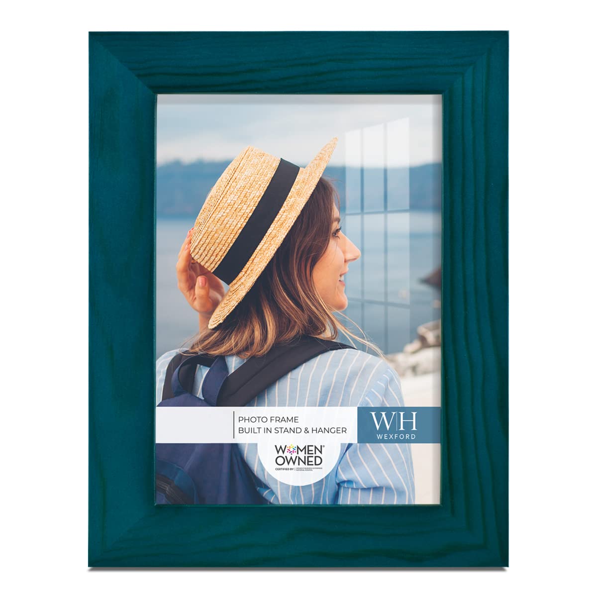 Renditions Gallery3.5x5 inch Picture Frame Ocean Blue Wood Grain Frame, High-end Modern Style, Made of Solid Wood and High Definition Glass for Wall and Tabletop Photo Display