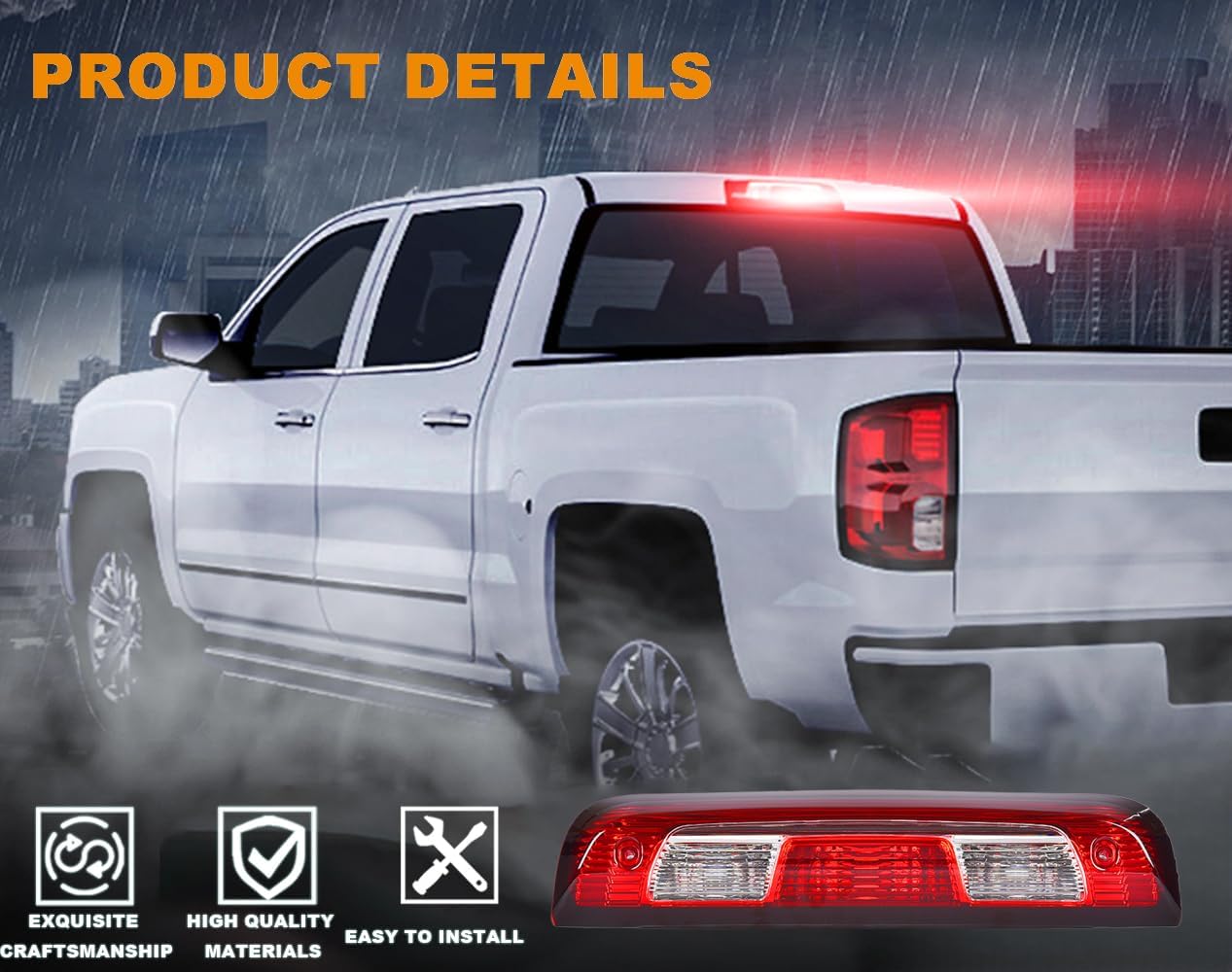 G-PLUS 3rd Third Brake Stop Light Cargo Lamp Compatible with Chevy Silverado GMC Sierra 1500 2500 3500 2015 2016 2017 2018 2019 2020 2021 84900397,2350916 Red