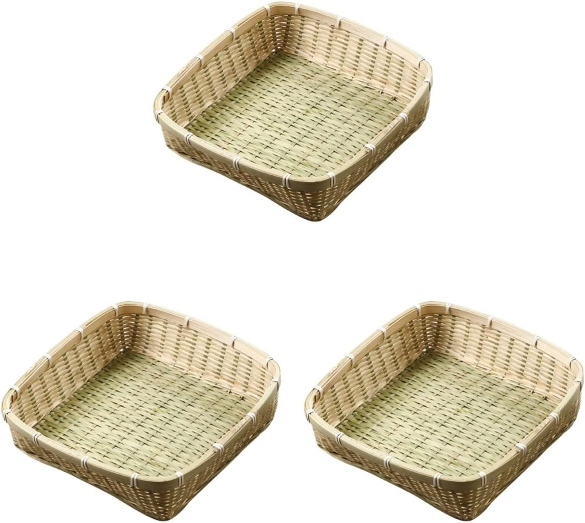 Cabilock 3pcs Serving Tray for Home Use Hand-woven Storage Basket for Fruits Bread and Vegetables Elegant Decor for Kitchen and Room