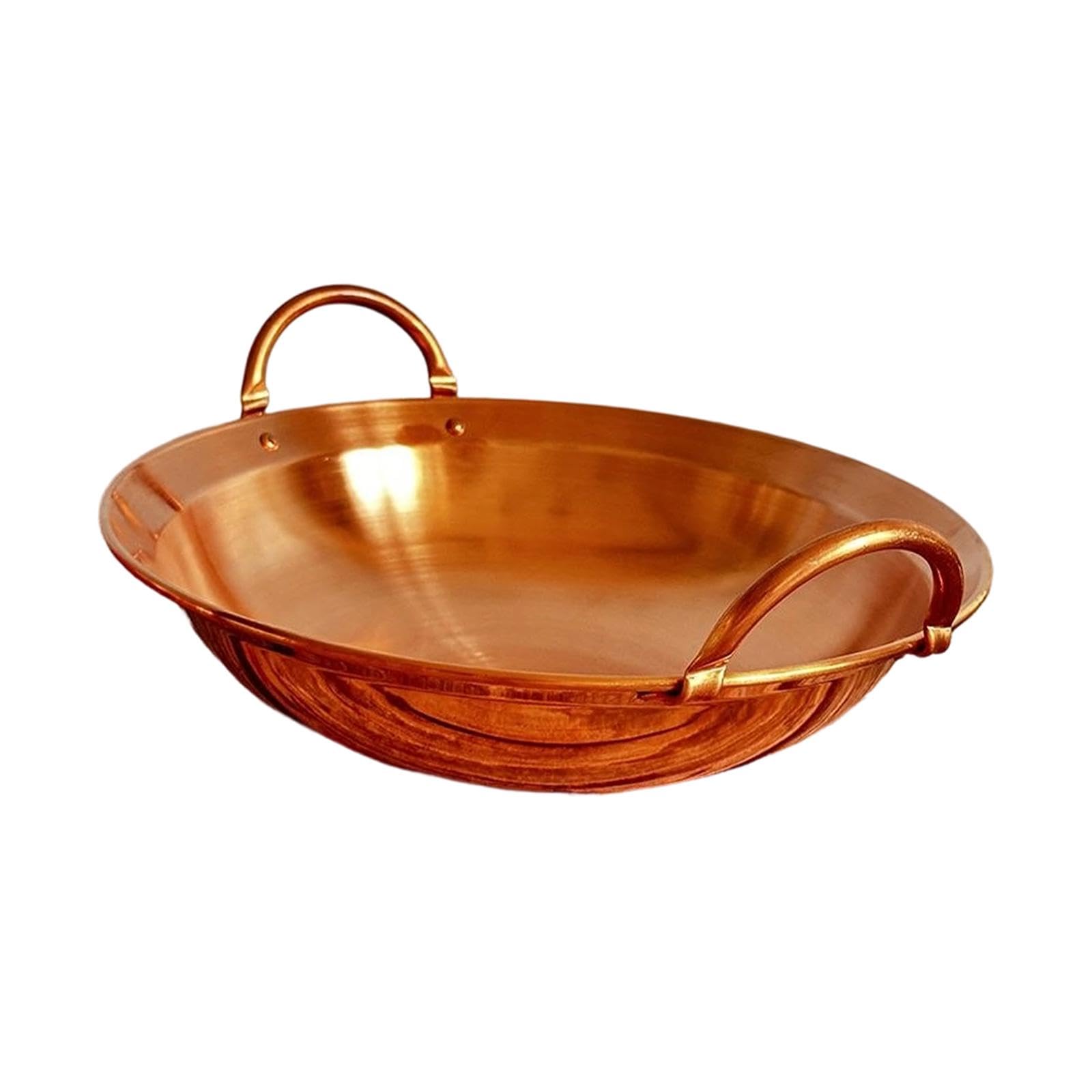 Kupfer Wok Kochgeschirr, Chinesisch, Leicht zu Reinigen, Vielseitiger Suppentopf/Wok für Partys, Restaurants, Camping, Großküchen, 24cm