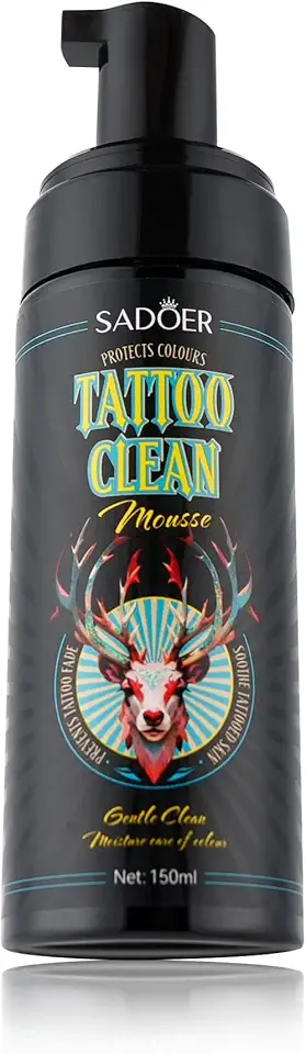 Espuma Tattoo Aftercare 150 ml – Sabonete verde para lavagem de tatuagem com azeite de oliva e centella, limpador suave para piercing e maquiagem permanente